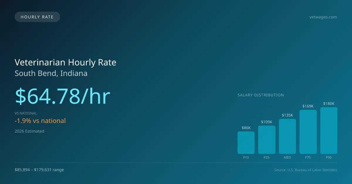 Veterinarian Hourly Rate in South Bend, IN — 2026 est., based on 2025 BLS