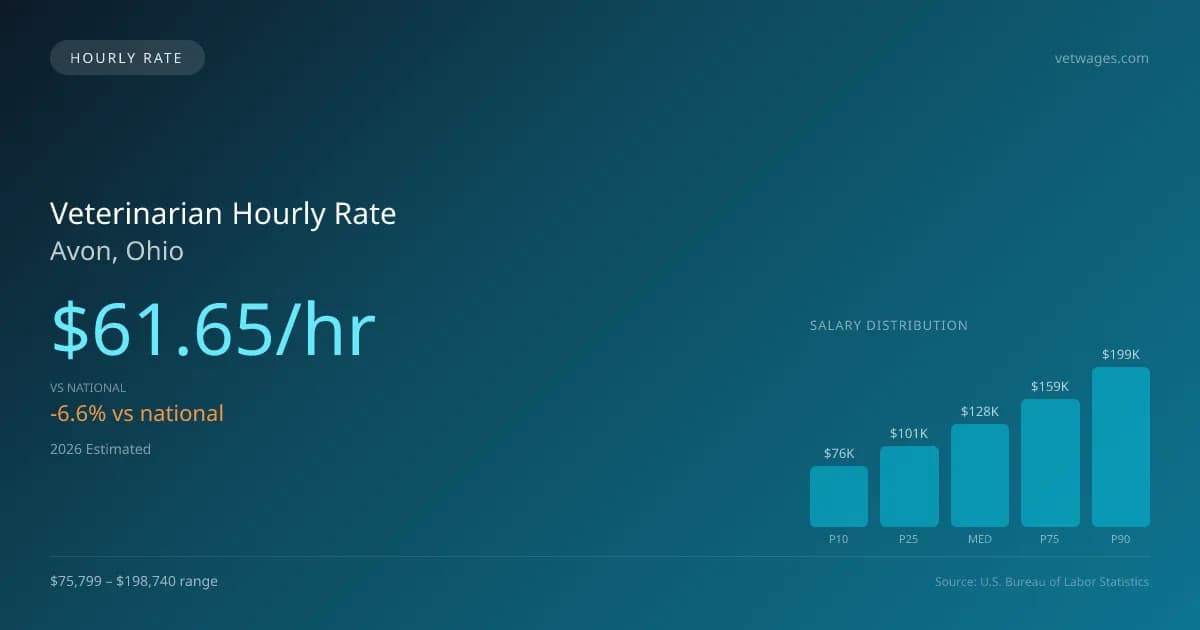 Veterinarian Hourly Rate in Avon, OH — 2026 est., based on 2025 BLS