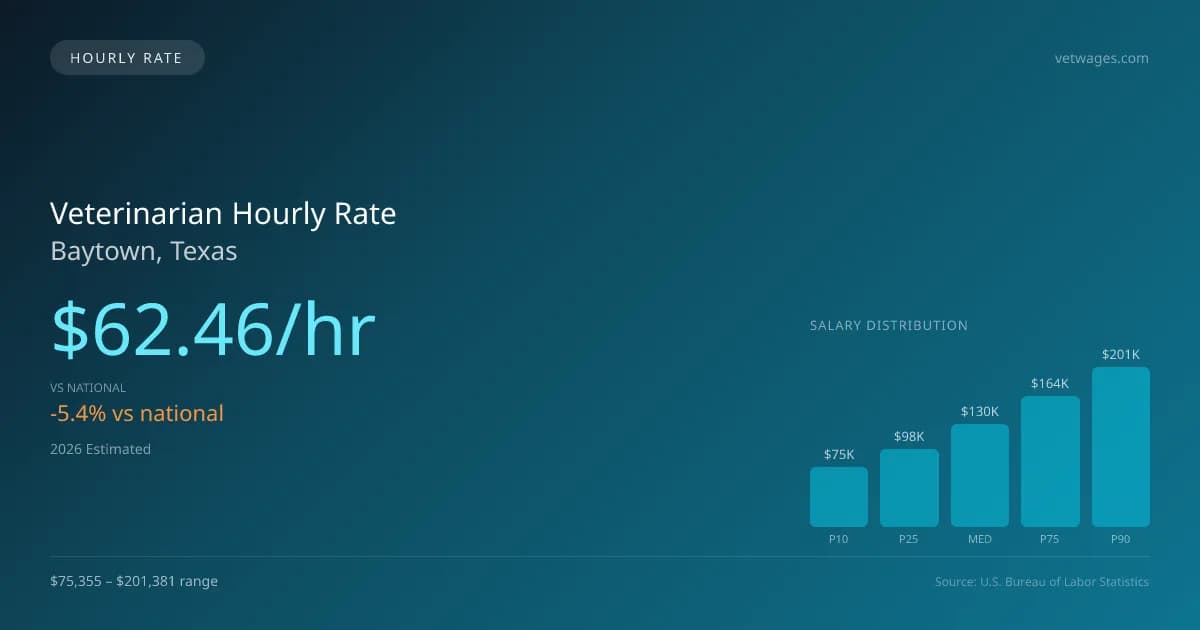 Veterinarian Hourly Rate in Baytown, TX — 2026 est., based on 2025 BLS
