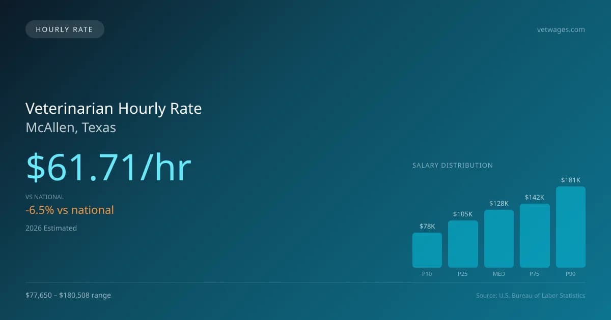 Veterinarian Hourly Rate in McAllen, TX — 2026 est., based on 2025 BLS
