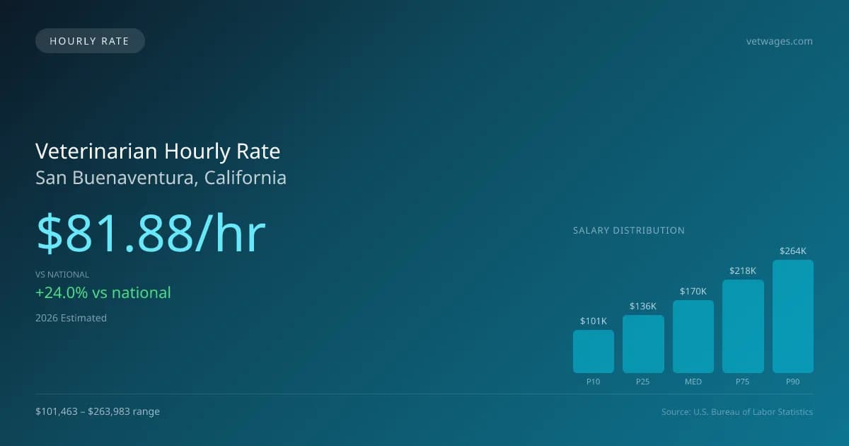 Veterinarian Hourly Rate in San Buenaventura, CA — 2026 est., based on 2025 BLS