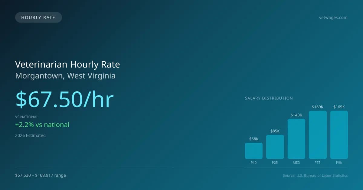 Veterinarian Hourly Rate in Morgantown, WV — 2026 est., based on 2025 BLS