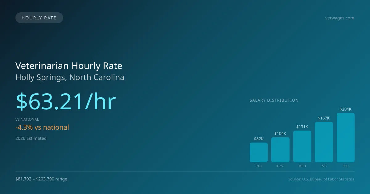 Veterinarian Hourly Rate in Holly Springs, NC — 2026 est., based on 2025 BLS