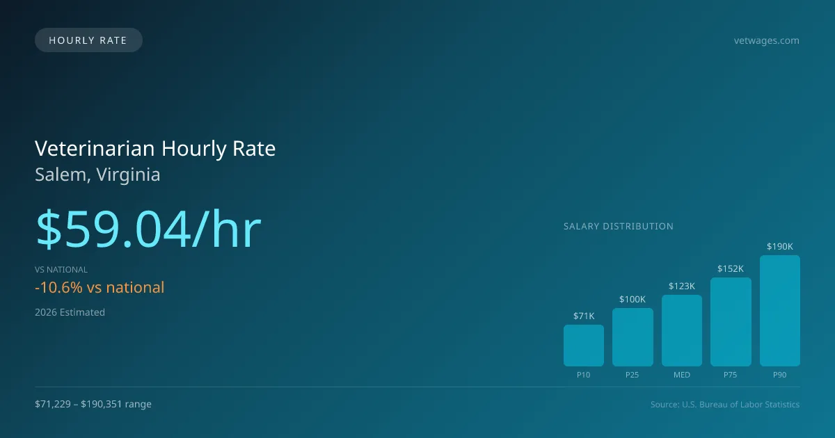 Veterinarian Hourly Rate in Salem, VA — 2026 est., based on 2025 BLS